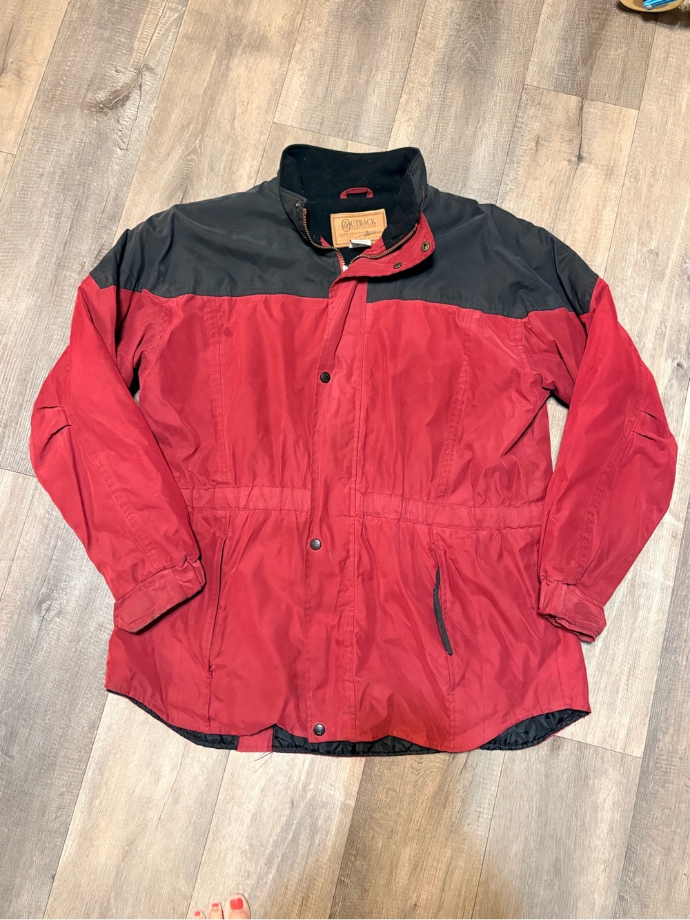 Outback Trading Co Gold Cup Jacket Womens Large Red Black Western Ranch Barn
